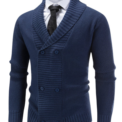 Herren Strickjacke gefüttert mit Schalkragen, Zweireiher, Cremeweiß