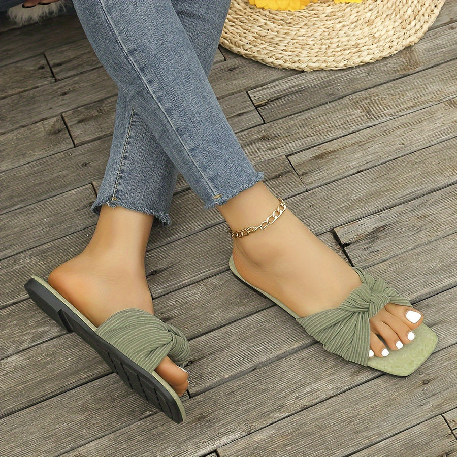 Damen Slip-On Sandalen mit Knoten-Design – Modische Sommerschuhe für Freizeit und Alltag