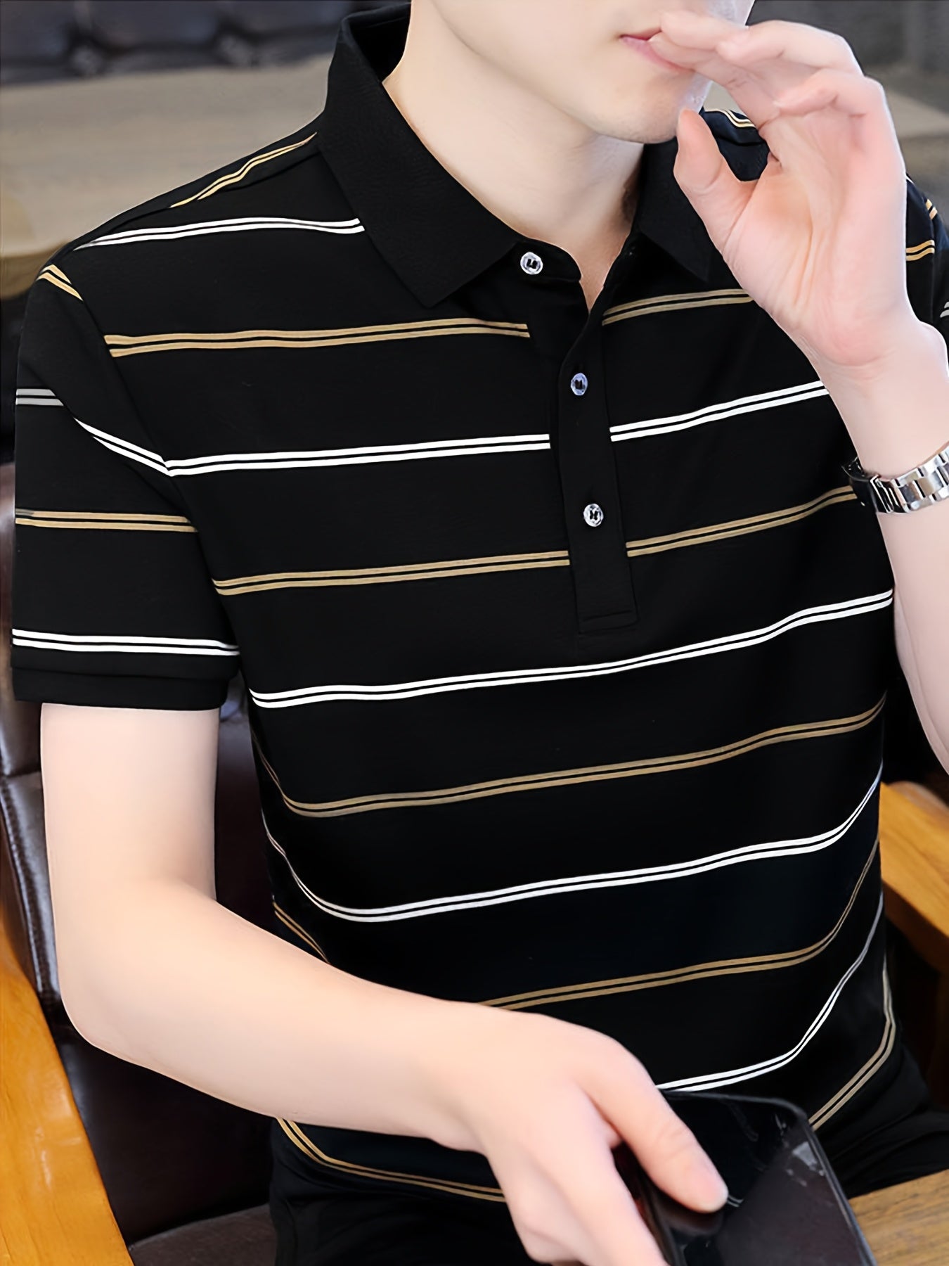 Herren Poloshirt mit Streifen – Stilvolles Freizeit- und Business-Oberteil