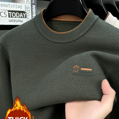 Herren Rundhals-Pullover in verschiedenen Farben, weiches Material, mit Rippbündchen und Logoplatte