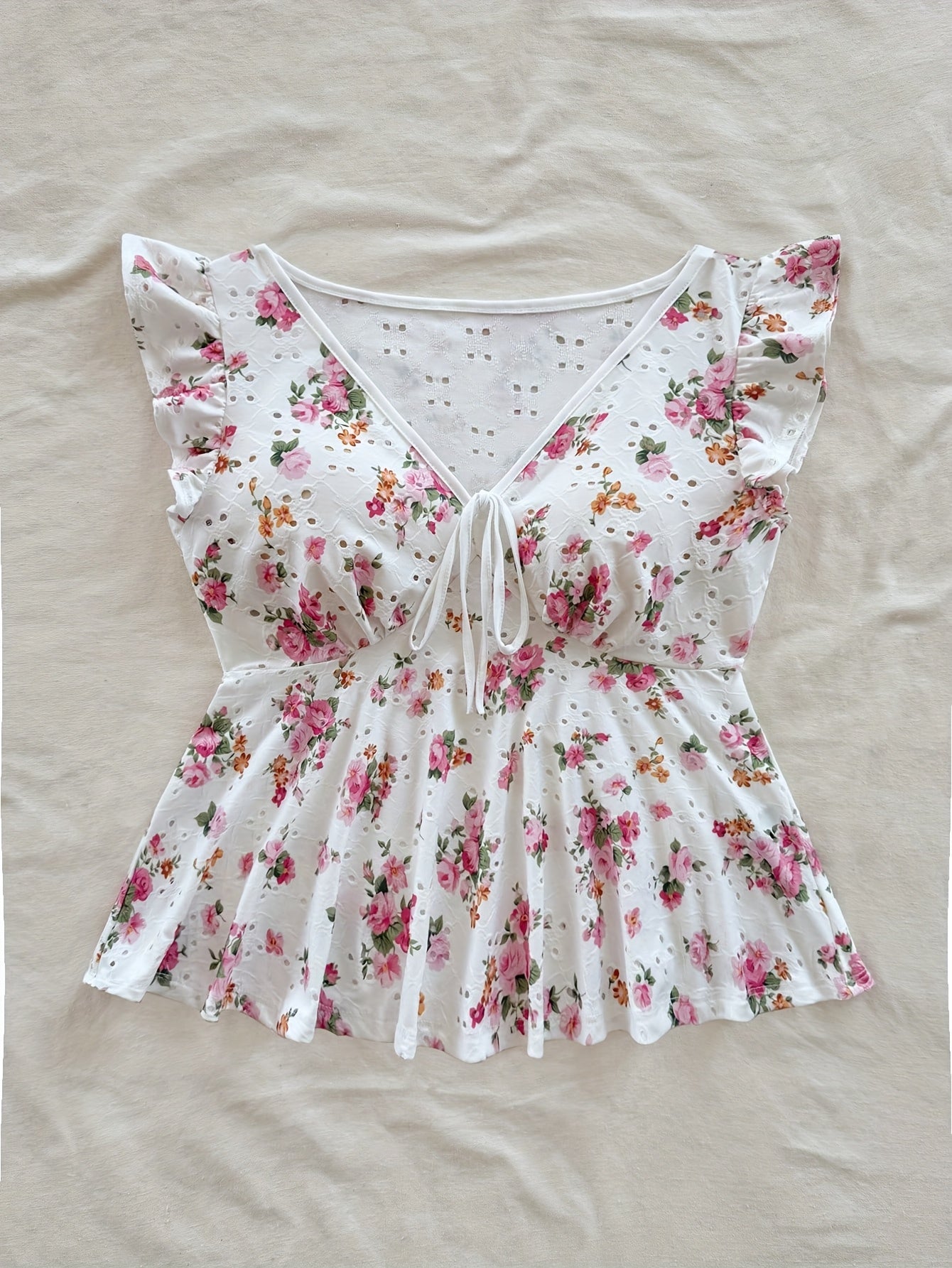 Damen Bluse mit Blumenmuster und Volantärmeln – Romantische Peplum Bluse für Alltag und Freizeit