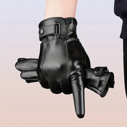 Unisex zwarte handschoenen met riem