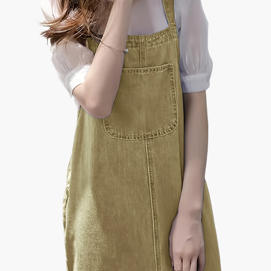 Damen Lässiges Jeans Latzkleid Midi – Stilvolles Pinafore-Kleid für Alltag und Freizeit