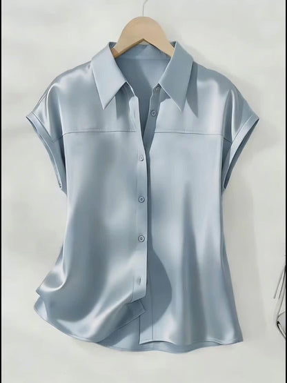 Damen Bluse mit Knopfleiste und Kragen – Elegante Kurzarmbluse für Büro und Alltag