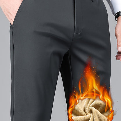 Herren gefütterte Hose Winter Warme Business-Hose mit Fleecefutter