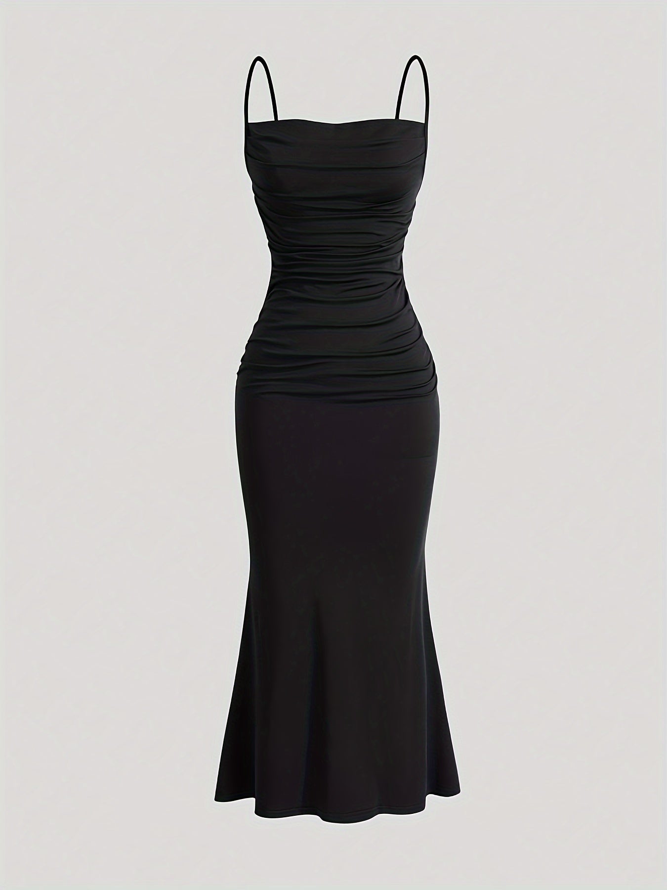 Damen Abendkleid mit Raffungen und Spaghettiträgern – Elegantes Maxikleid für festliche Anlässe