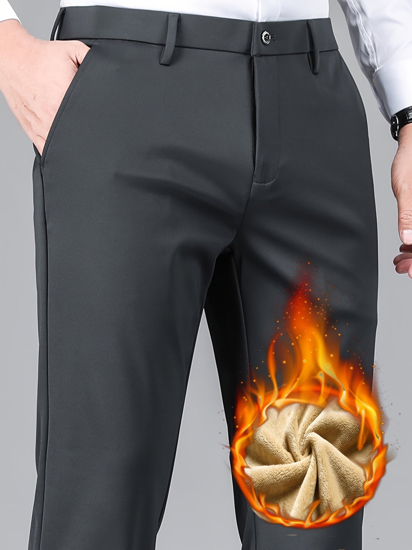 Herren gefütterte Hose Winter Warme Business-Hose mit Fleecefutter