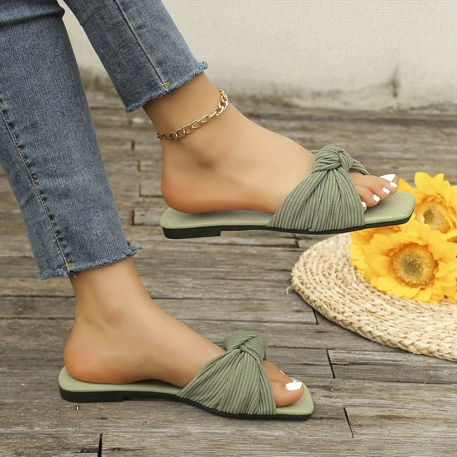 Damen Slip-On Sandalen mit Knoten-Design – Modische Sommerschuhe für Freizeit und Alltag