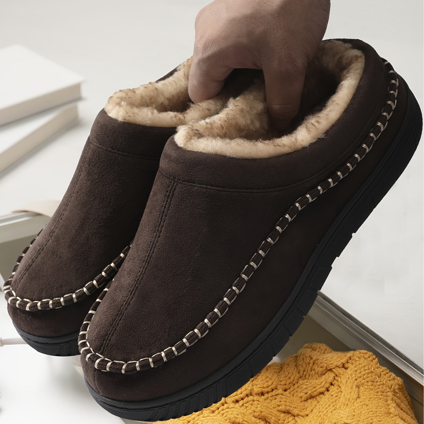 Herren Hausschuhe Slipper gefüttert warm bequem Mules