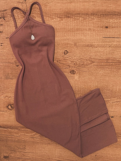 Damen Bodycon Midi Kleid mit Halterneck und modernem Schnitt – Elegantes Freizeit- und Ausgehkleid