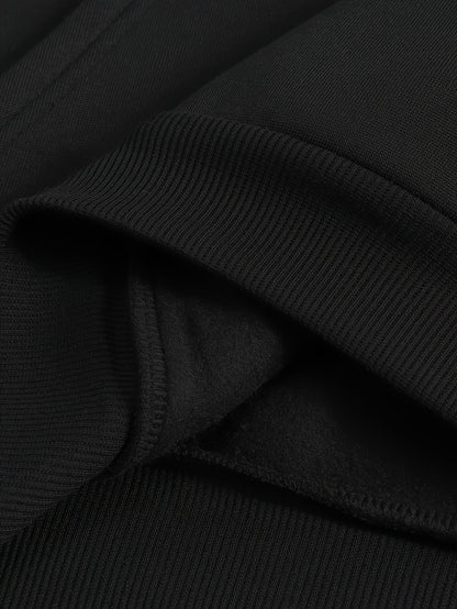 Herren Freizeit Anzug Set mit Steppweste, Kapuzenpullover und Jogginghose in Schwarz