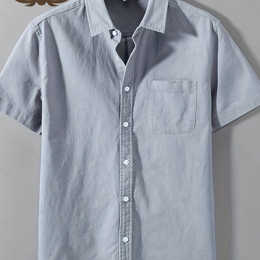 Herren Kurzarm Freizeithemd mit Brusttasche – Klassisches Button-Down Design für Büro und Alltag
