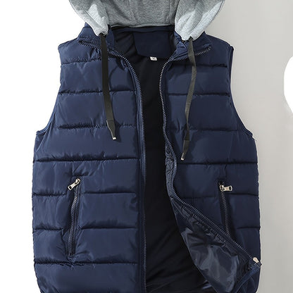 Steppweste mit Kapuze – gepolsterte ärmellose Jacke für Herren