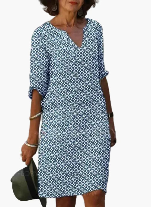 Damen Sommerkleid Freizeit Kleid mit Muster – Luftig, Locker & Vielseitig für Alltag und Urlaub
