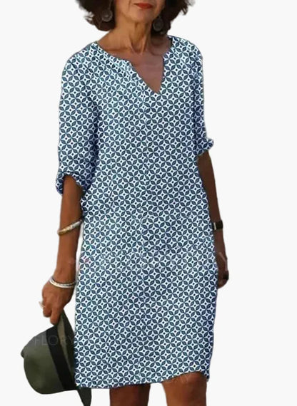 Damen Sommerkleid Freizeit Kleid mit Muster – Luftig, Locker & Vielseitig für Alltag und Urlaub
