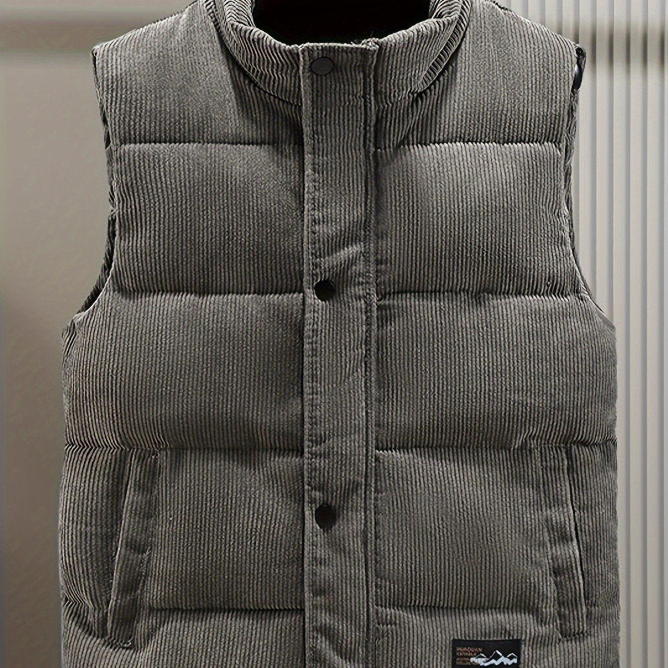 Steppweste Cord Herren Damen Unisex, Kragen, Knopfleiste, Seitentaschen