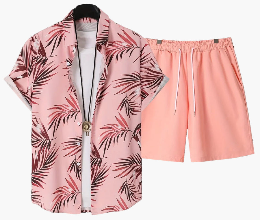Herren Sommer Set – Tropisches Freizeit Hemd mit Shorts, ideal für Urlaub und Strand