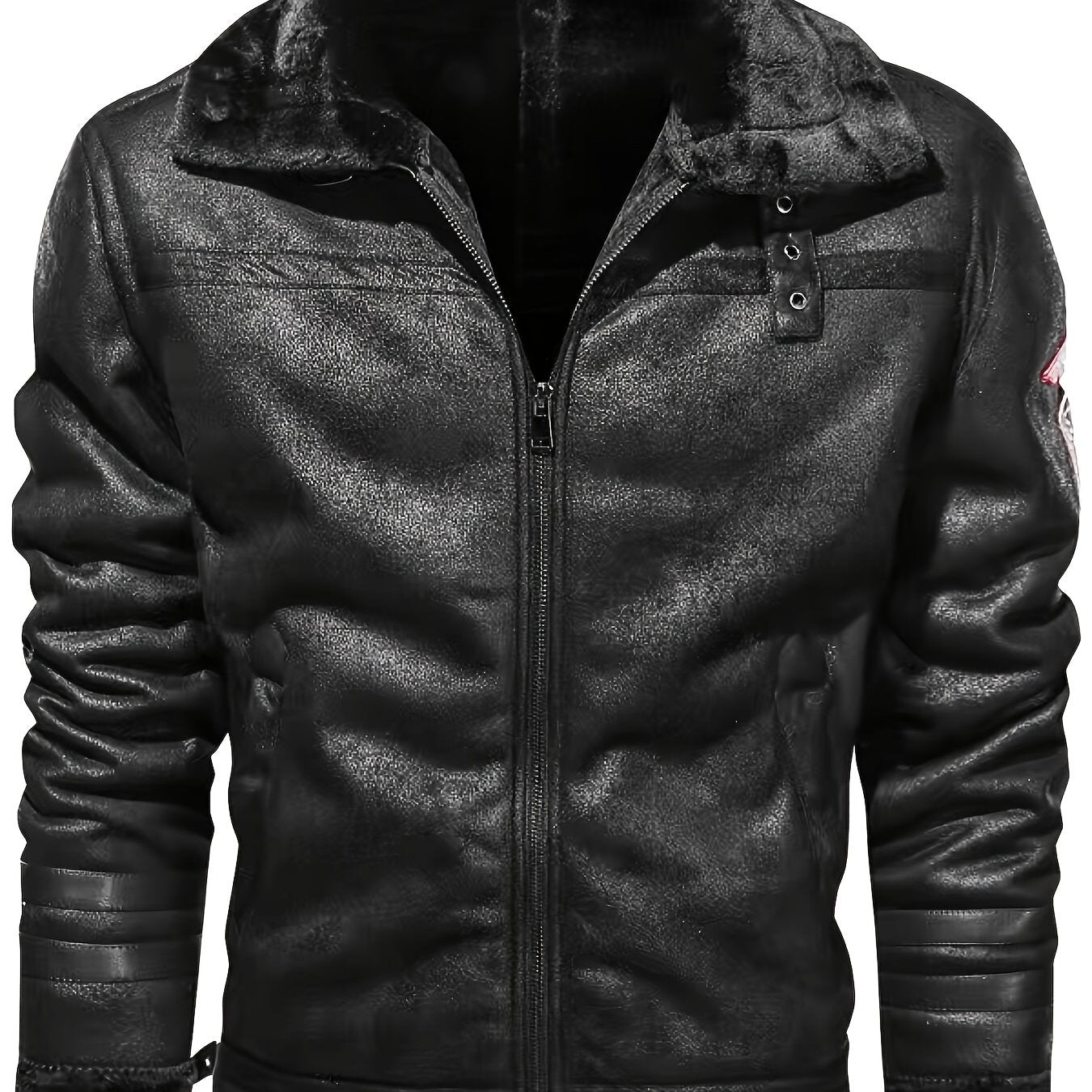 Herren Pilotenjacke mit Fellkragen und Reißverschluss