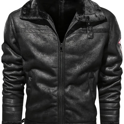 Herren Pilotenjacke mit Fellkragen und Reißverschluss