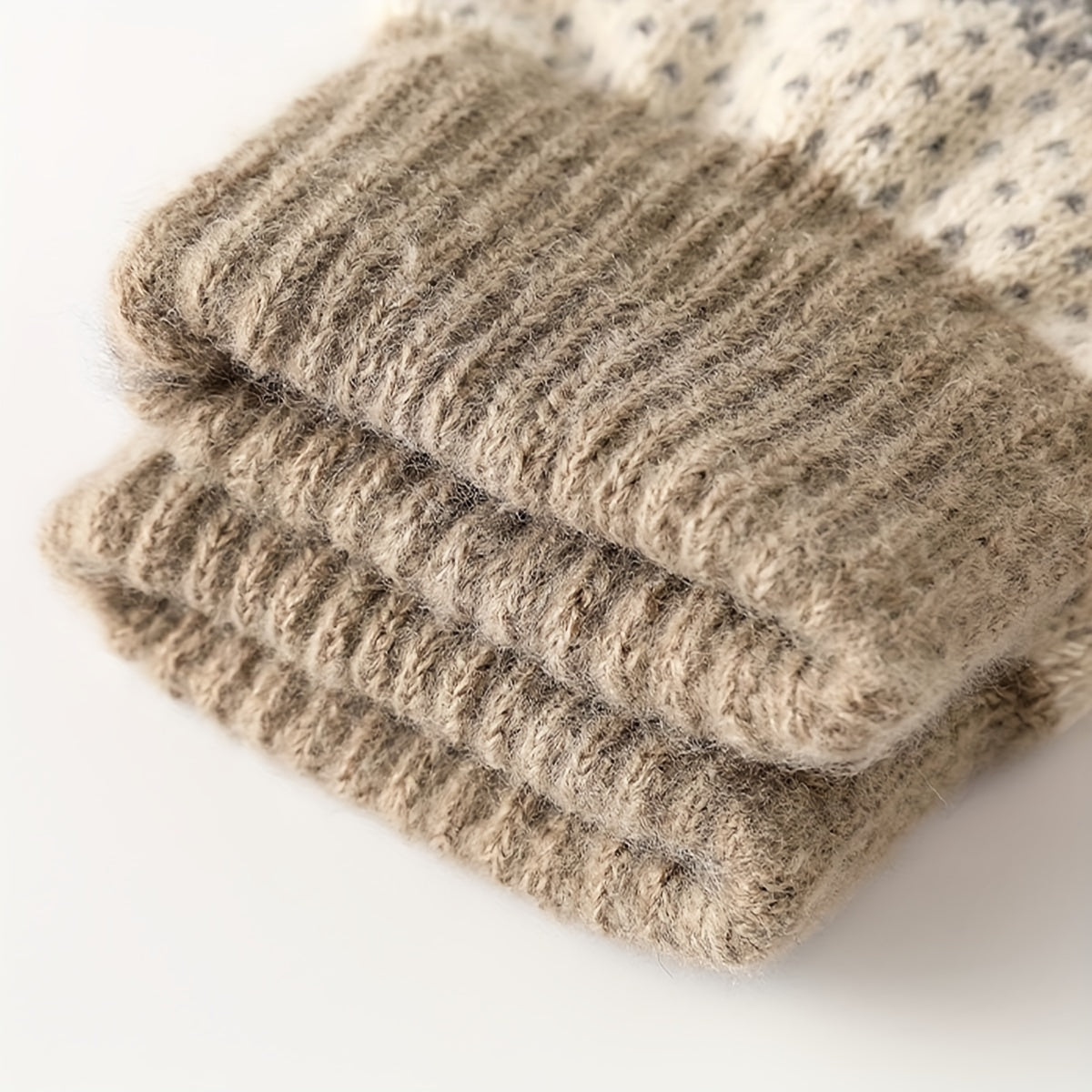 Winter Strickhandschuhe mit Muster in Gelb Weiß Grün Warme Touchscreen-Handschuhe für Damen & Herren