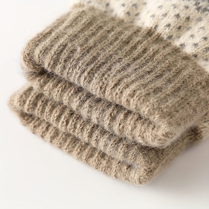 Winter Strickhandschuhe mit Muster in Gelb Weiß Grün Warme Touchscreen-Handschuhe für Damen & Herren
