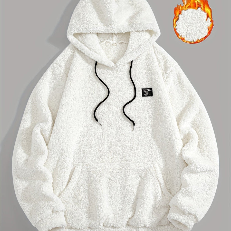 Unisex Teddy Hoodie Plüsch-Pullover mit Kapuze und Kängurutasche