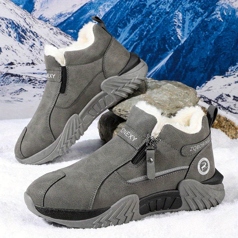 Unisex Winterstiefel gefüttert mit Reißverschluss – Grau, Schwarz, Khaki