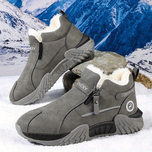 Unisex Winterstiefel gefüttert mit Reißverschluss – Grau, Schwarz, Khaki