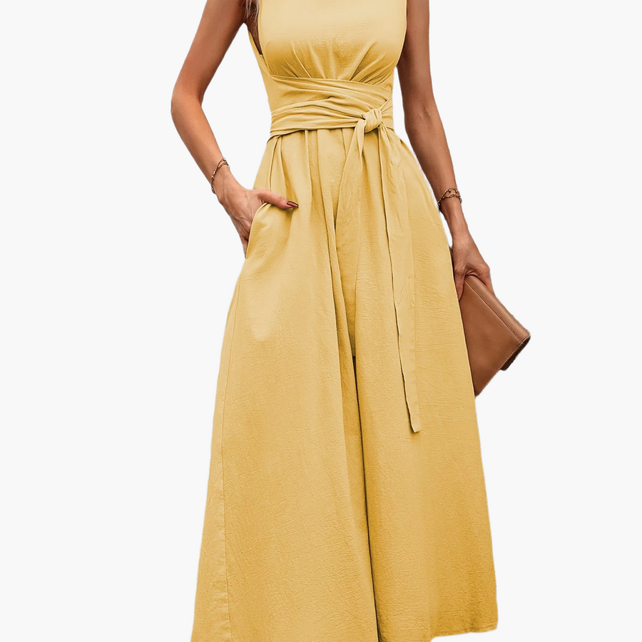 Damen Jumpsuit Elegant Ärmellos mit Gürtel – Perfekt für Alltag und besondere Anlässe