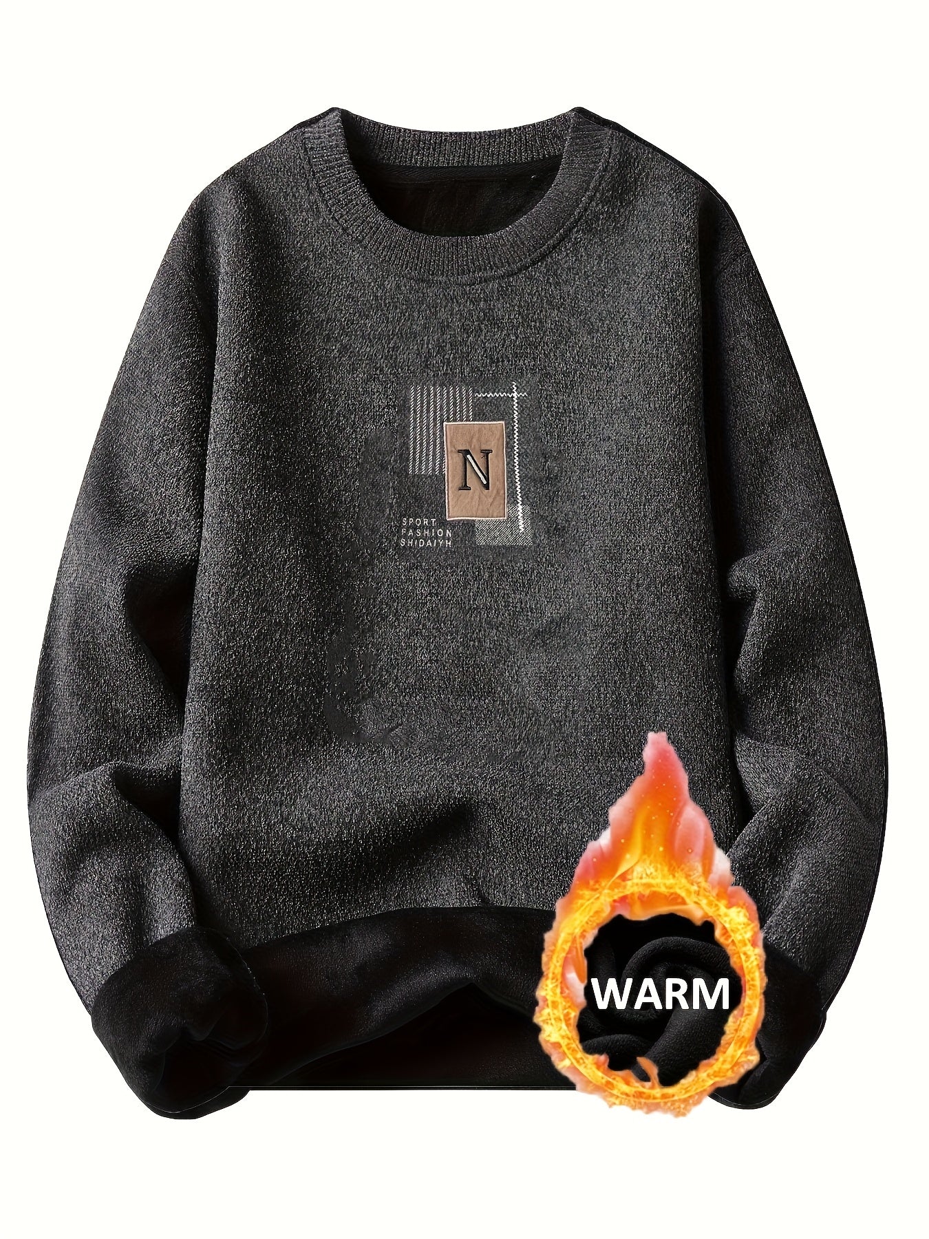 Unisex Langarm Sweatshirt Pullover mit Rundhalsausschnitt und Innenfutter