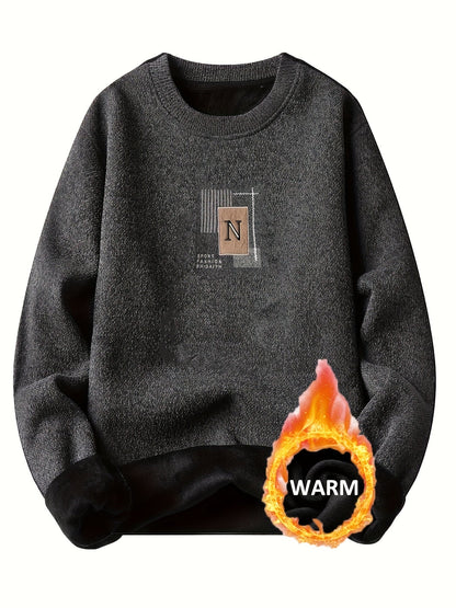 Unisex Langarm Sweatshirt Pullover mit Rundhalsausschnitt und Innenfutter