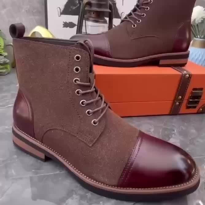 Herren Stiefeletten Schnürschuhe im Chelsea-Stil mit Kontrastkappen