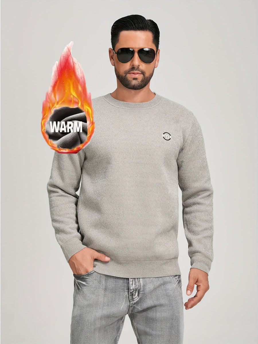 Unisex Winter Sweatshirt warm gefüttert Rundhals Grau Schwarz Khaki