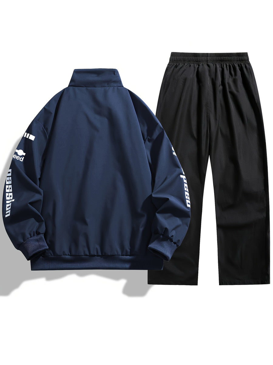 Unisex Racing Trainingsanzug mit Reißverschluss Jacke & Hose - Sportlicher Jogginganzug mit Aufdruck