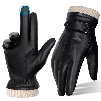 Unisex zwarte winterhandschoenen met gebreide boord en zachte voering