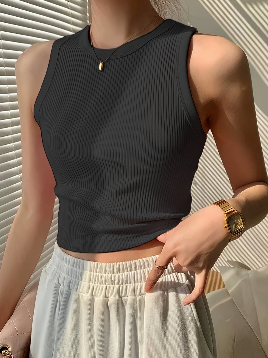 Damen Ripp Tanktop Figurbetont Modern Freizeit & Sport