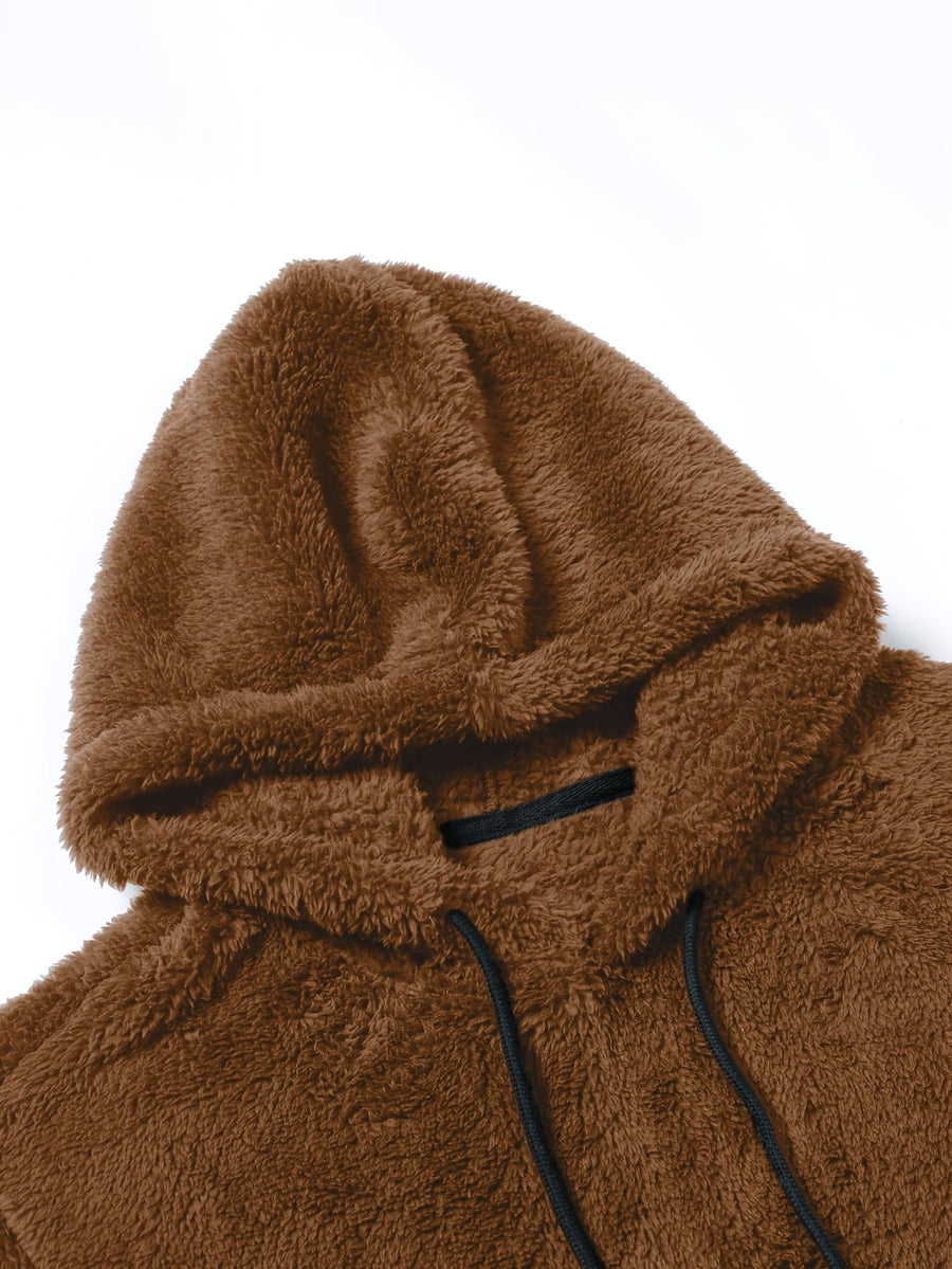 Unisex Teddy-Fleece Hausanzug mit Kapuze und Hose - Kuscheliger Hoodie-Jogginganzug