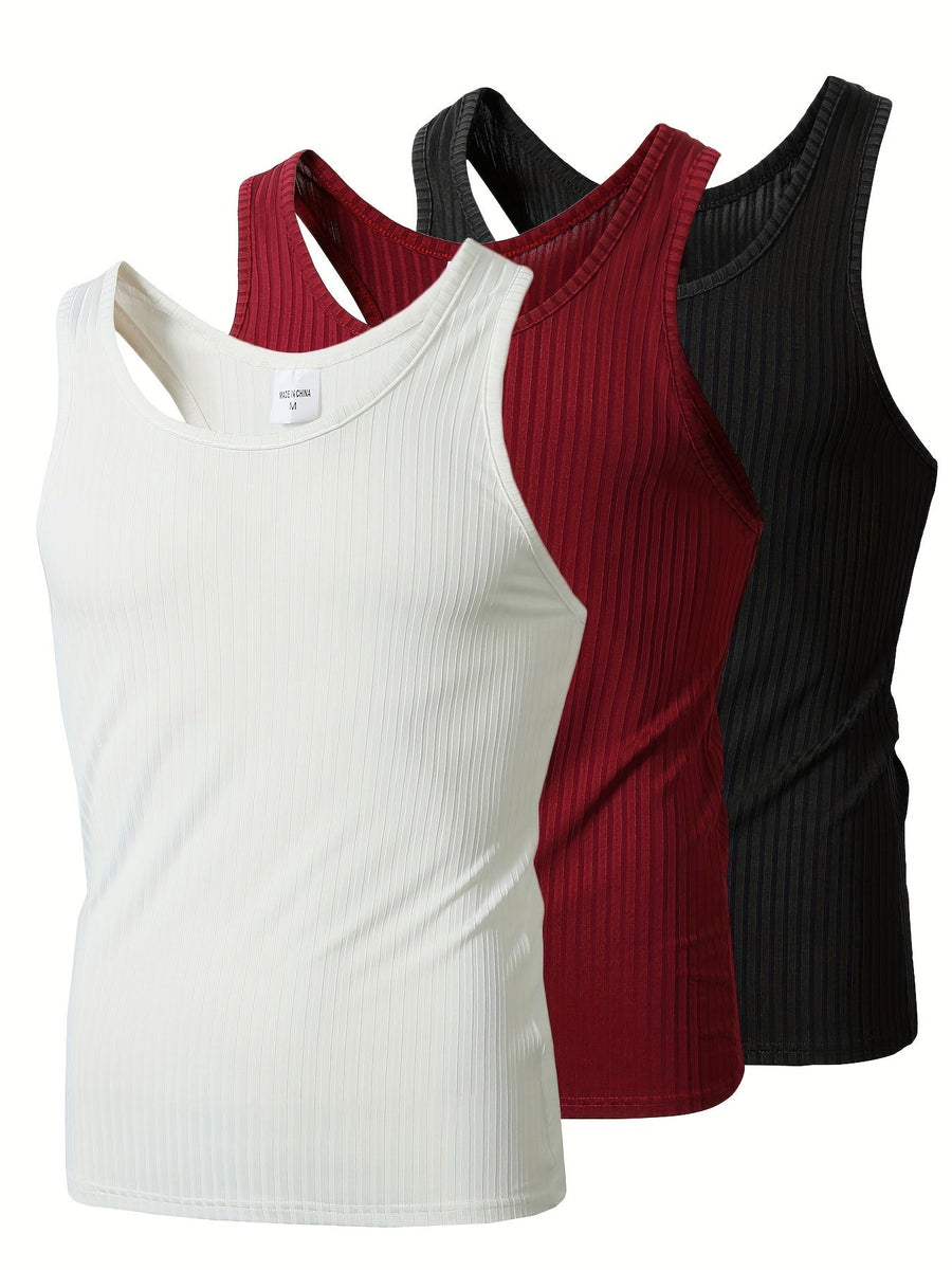 Herren Sport-Tanktop Set – Bequeme Ribbed Fitness Tops für Training & Freizeit
