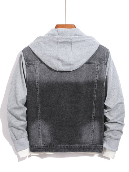 Herren Jeansjacke mit Kapuze und langen Ärmeln