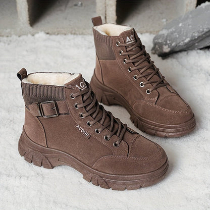 Winterstiefel gefüttert mit Schnürung, dicker Sohle und Schnallendetail