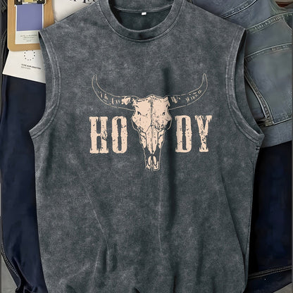Herren Ärmeloses Western Shirt mit Print – Casual Streetwear für Outdoor und Festivals