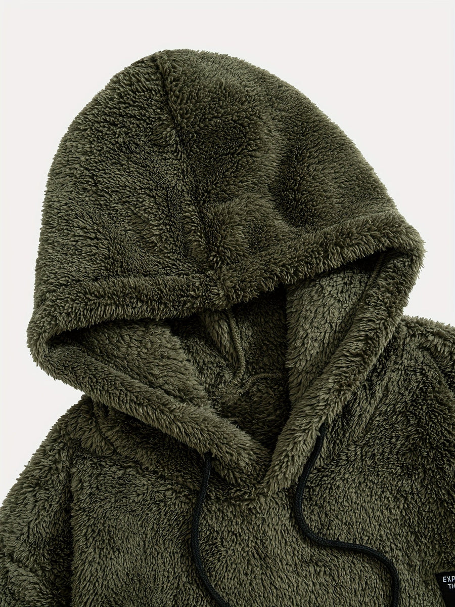 Unisex Teddy Hoodie Plüsch-Pullover mit Kapuze und Kängurutasche