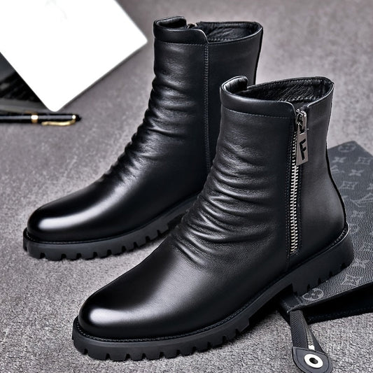 Schwarze Stiefeletten Herren mit Reißverschluss, Knöchelhohe Boots