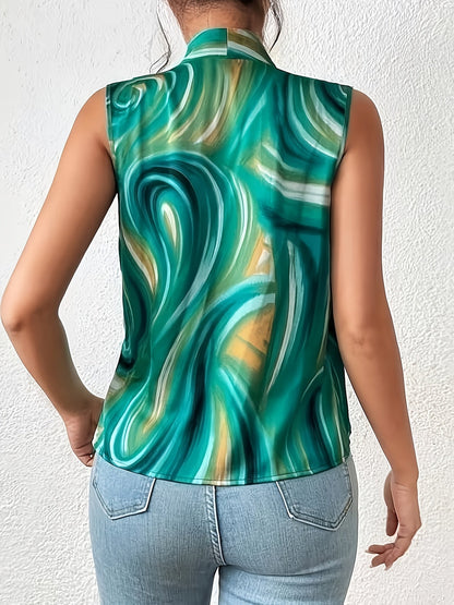 Damen Wickelbluse Ärmellos Elegant Modern Business-Look