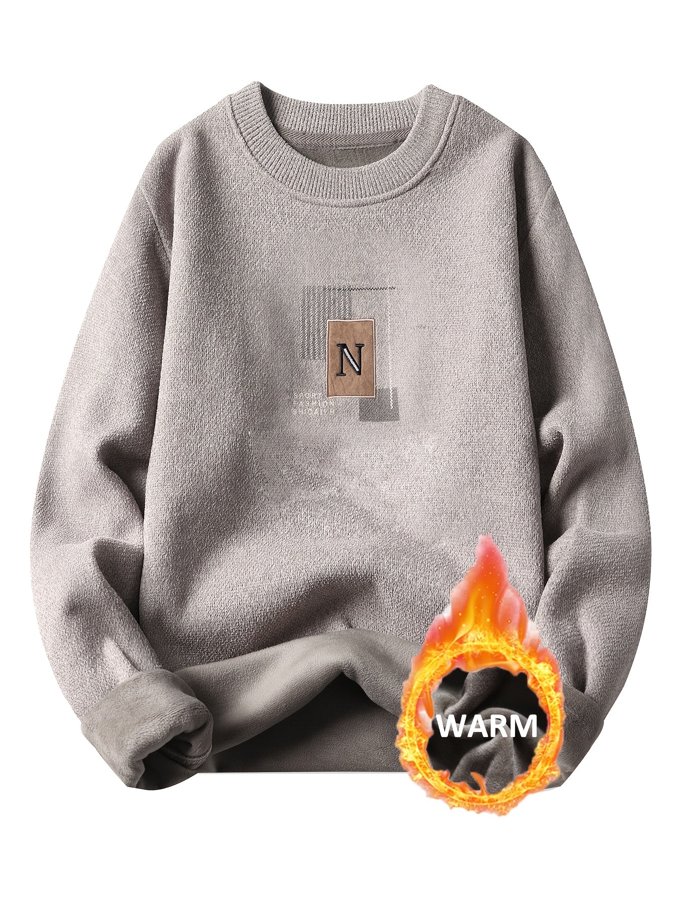Unisex Langarm Sweatshirt Pullover mit Rundhalsausschnitt und Innenfutter