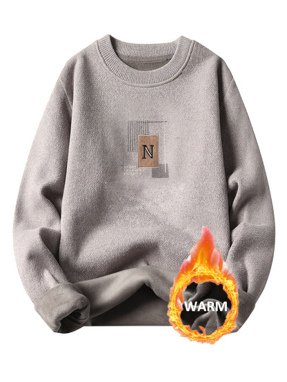 Unisex Langarm Sweatshirt Pullover mit Rundhalsausschnitt und Innenfutter