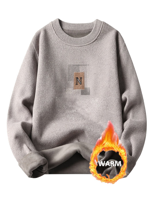 Unisex Langarm Sweatshirt Pullover mit Rundhalsausschnitt und Innenfutter