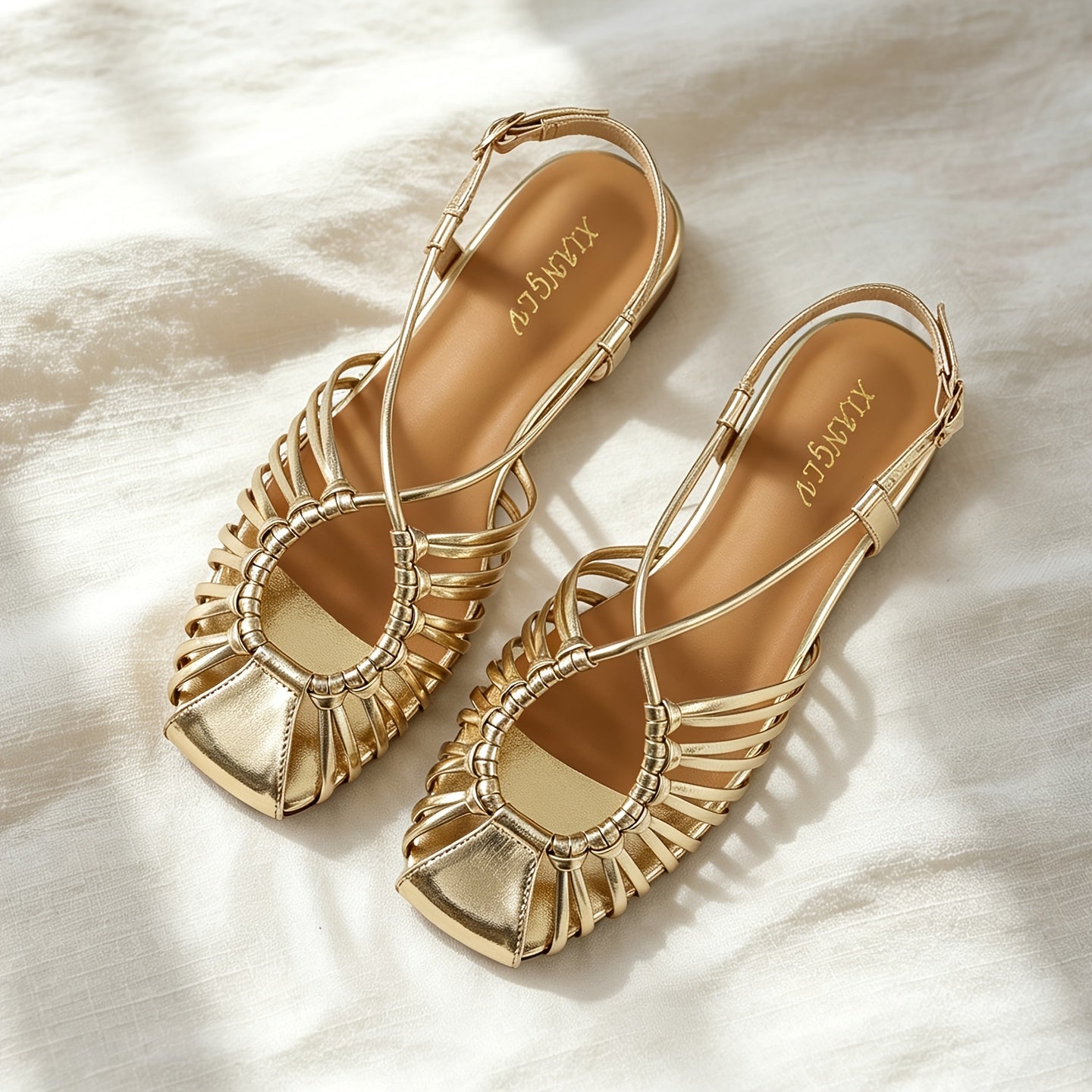 Damen Cage Sandalen mit eckiger Spitze und verstellbarem Riemen – Elegante Sommerschuhe für Alltag und Freizeit