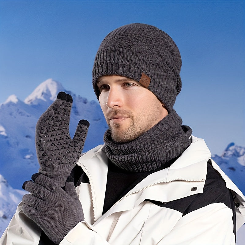 Winter Set 4-teilig Mütze Schal Handschuhe Socken gefüttert Strick warm