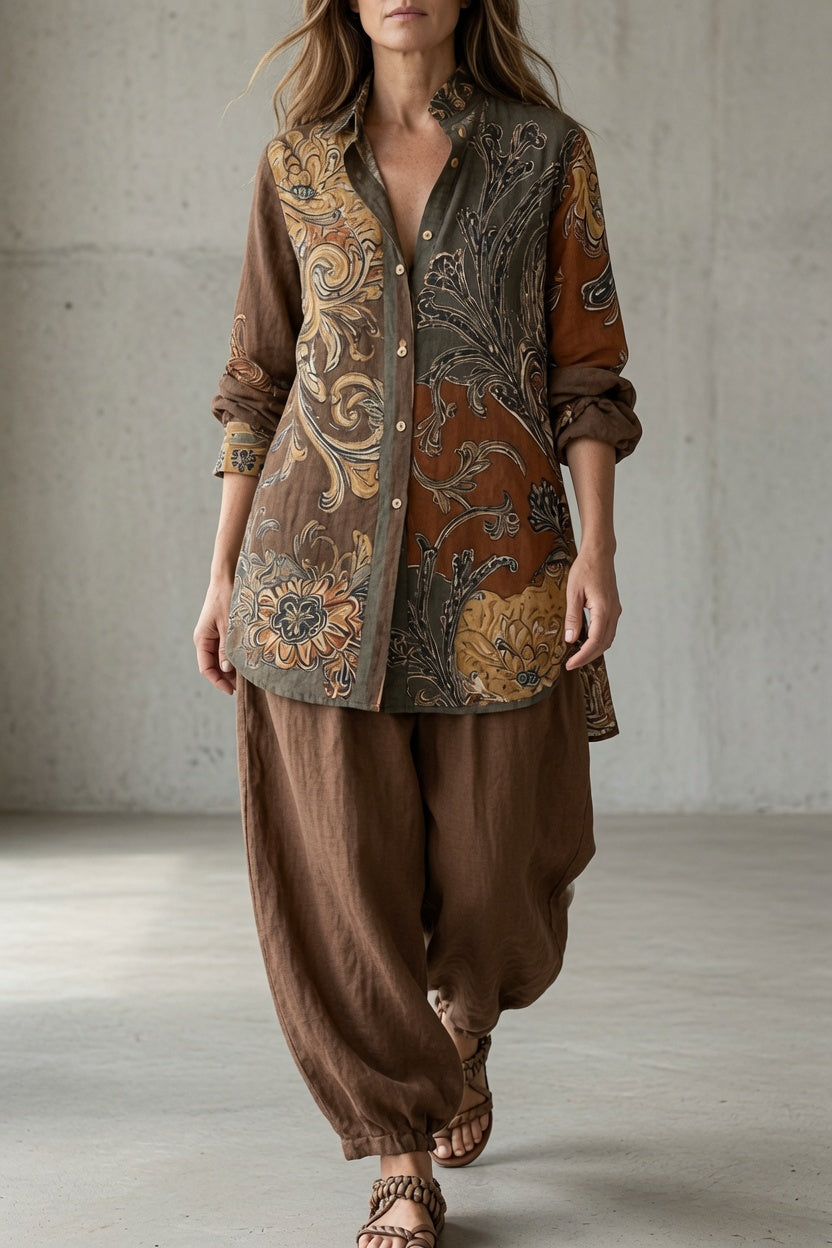Dames paisley tuniekblouse & harembroek, set in etnostijl